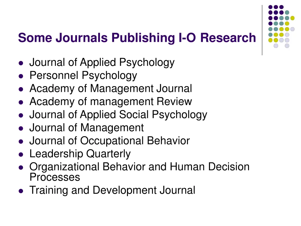 some journals publishing i o research