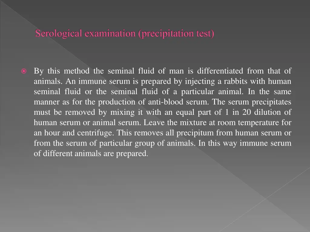 serological examination precipitation test