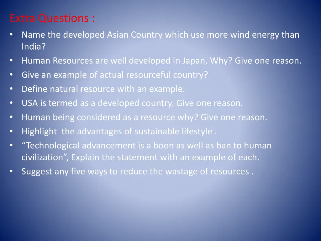 extra questions name the developed asian country