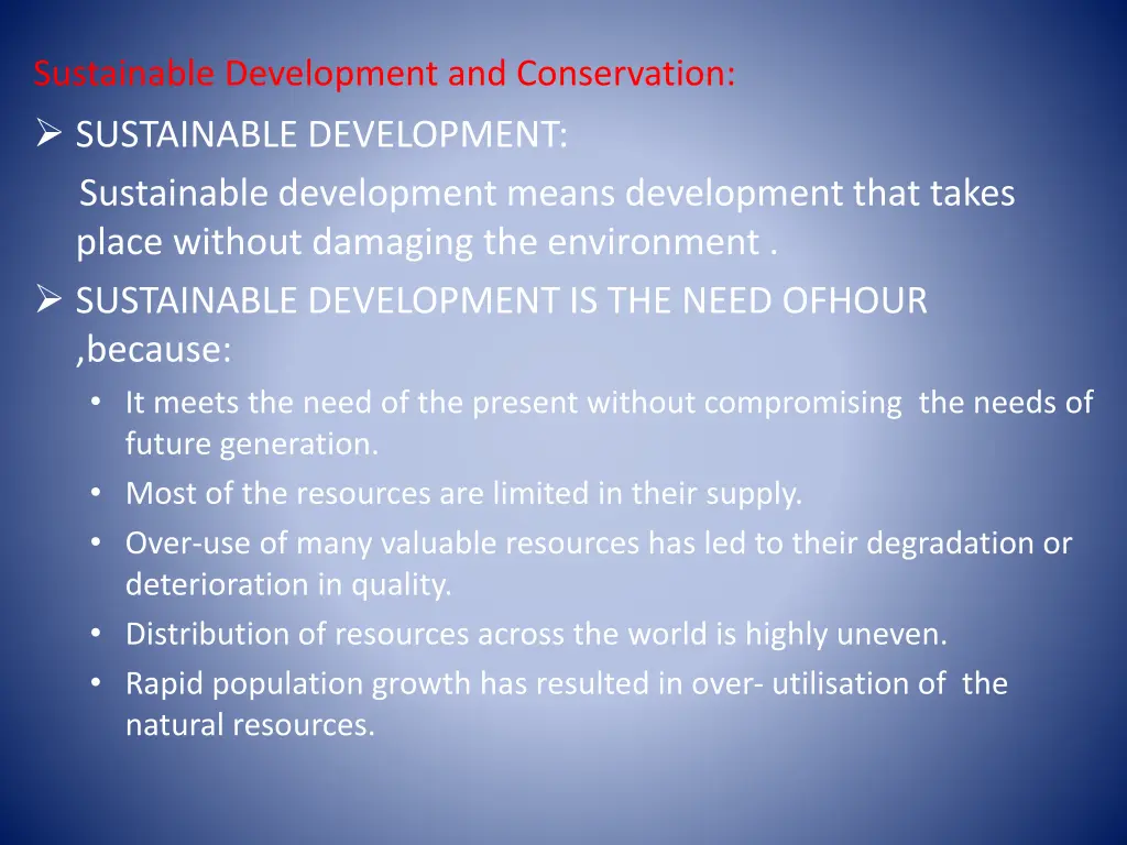 sustainable development and conservation