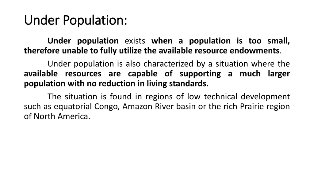 under population under population