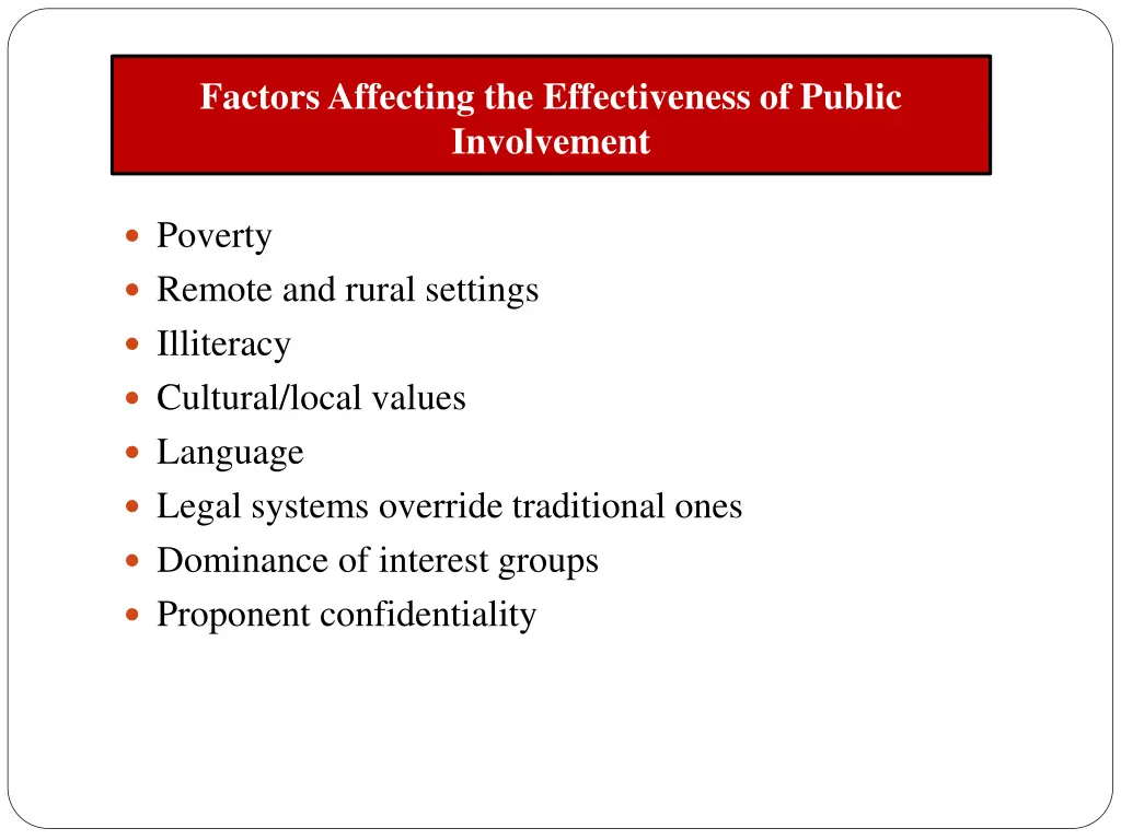 factors affecting the effectiveness of public