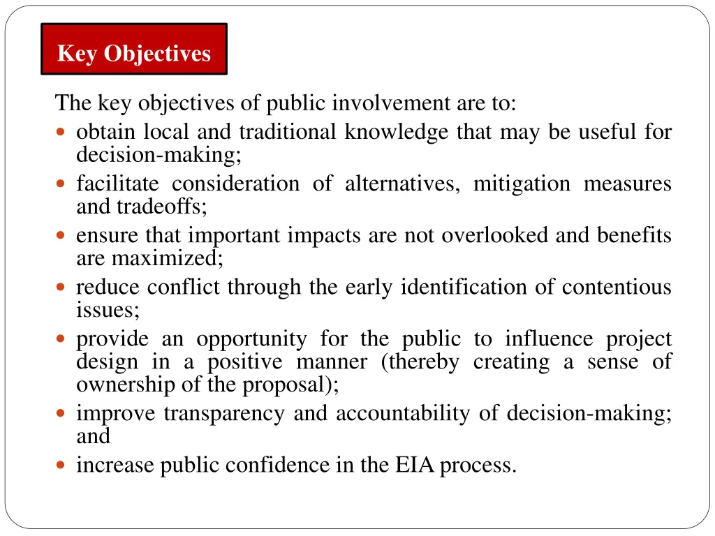 key objectives