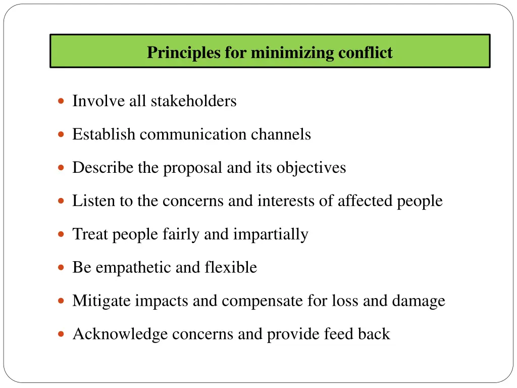 principles for minimizing conflict