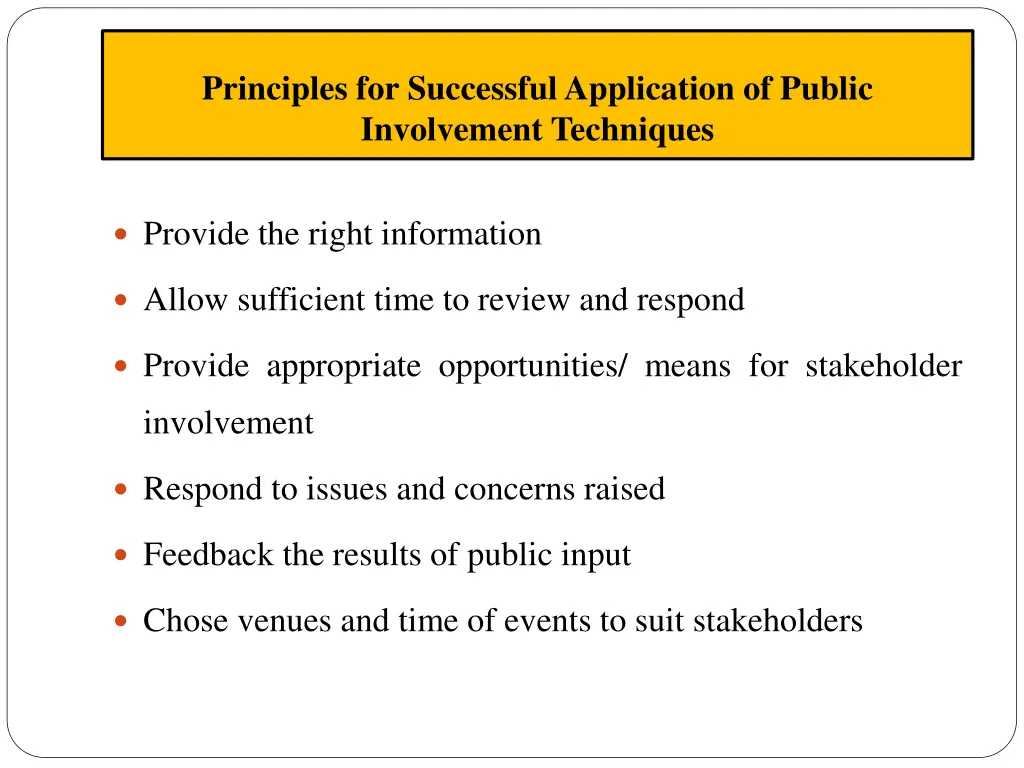 principles for successful application of public