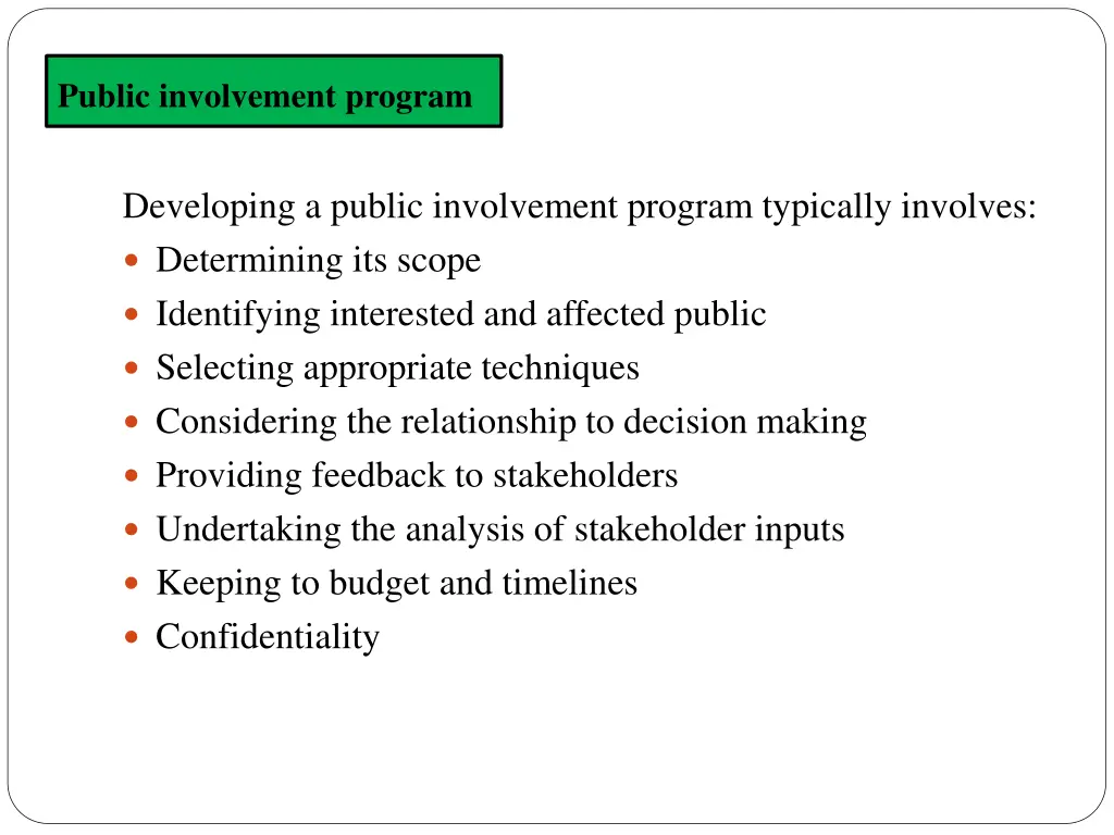 public involvement program