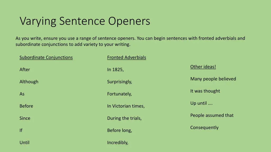 varying sentence openers