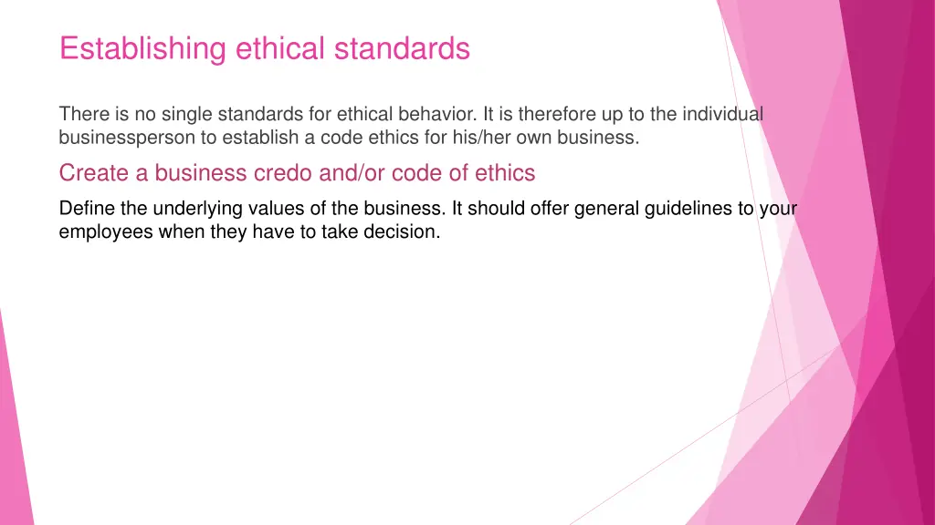 establishing ethical standards