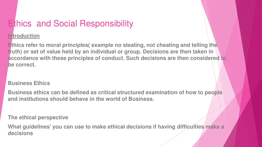 ethics and social responsibility