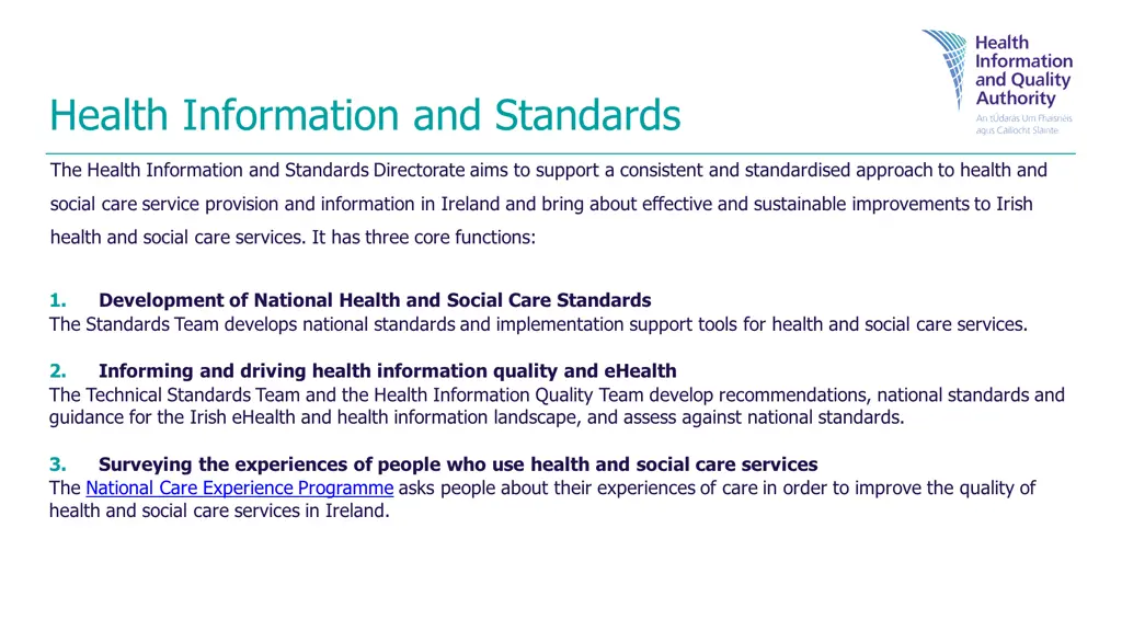 health information and standards