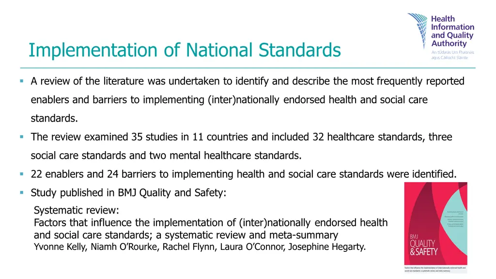 implementation of national standards