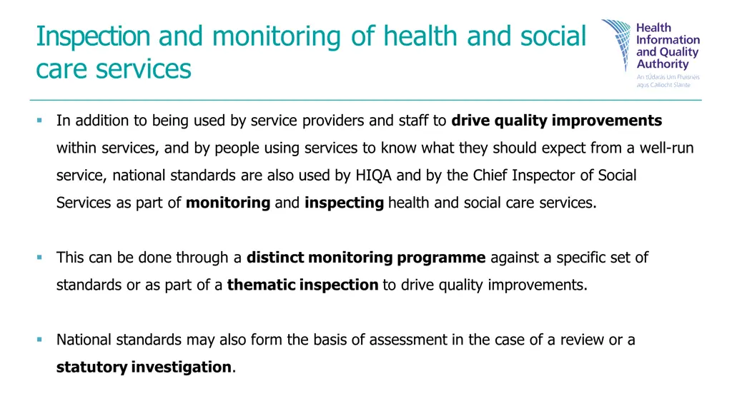 inspection and monitoring of health and social