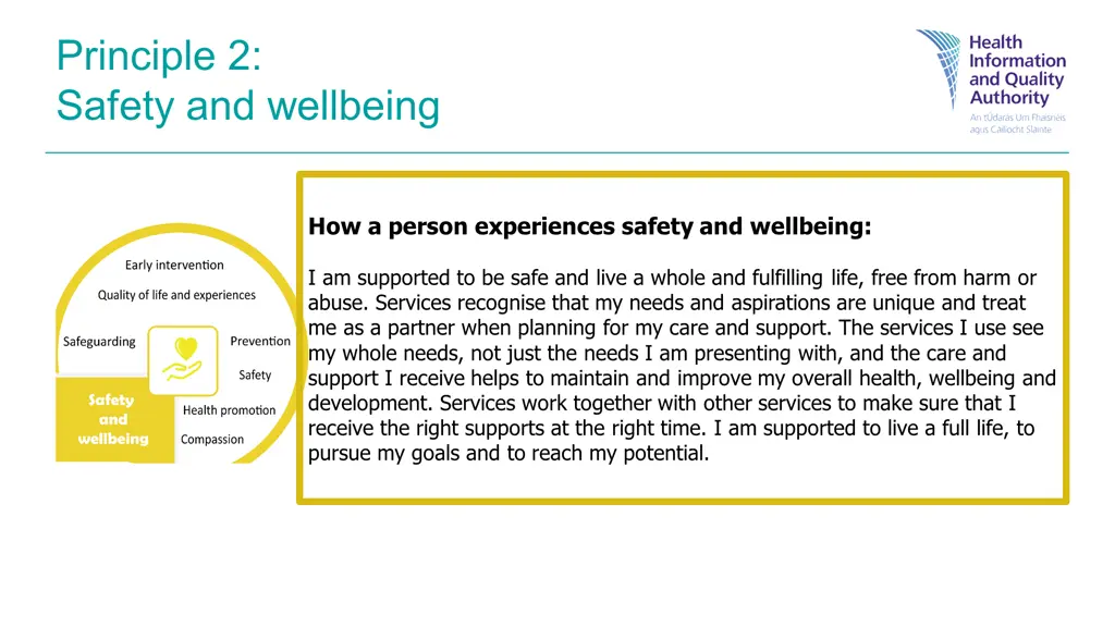 principle 2 safety and wellbeing