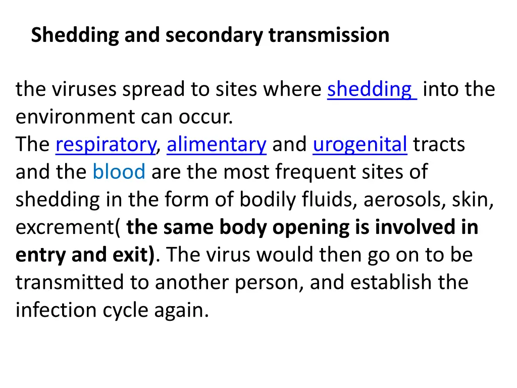 shedding and secondary transmission