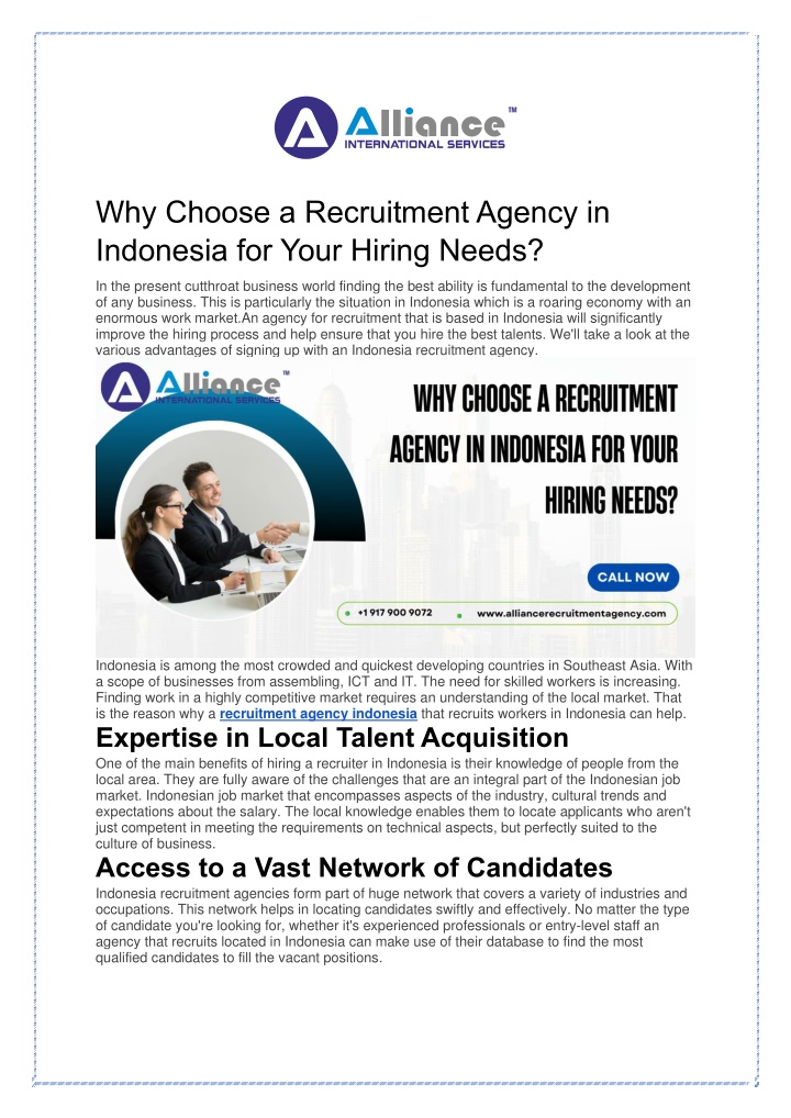 why choose a recruitment agency in indonesia