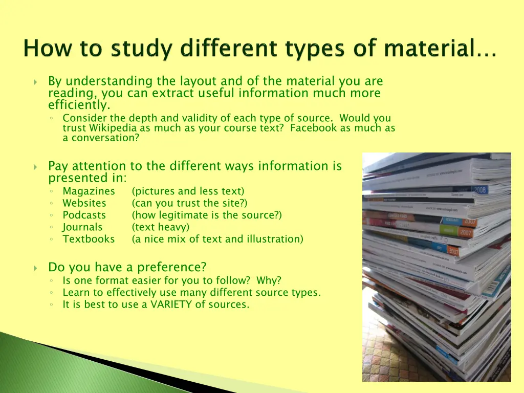 by understanding the layout and of the material