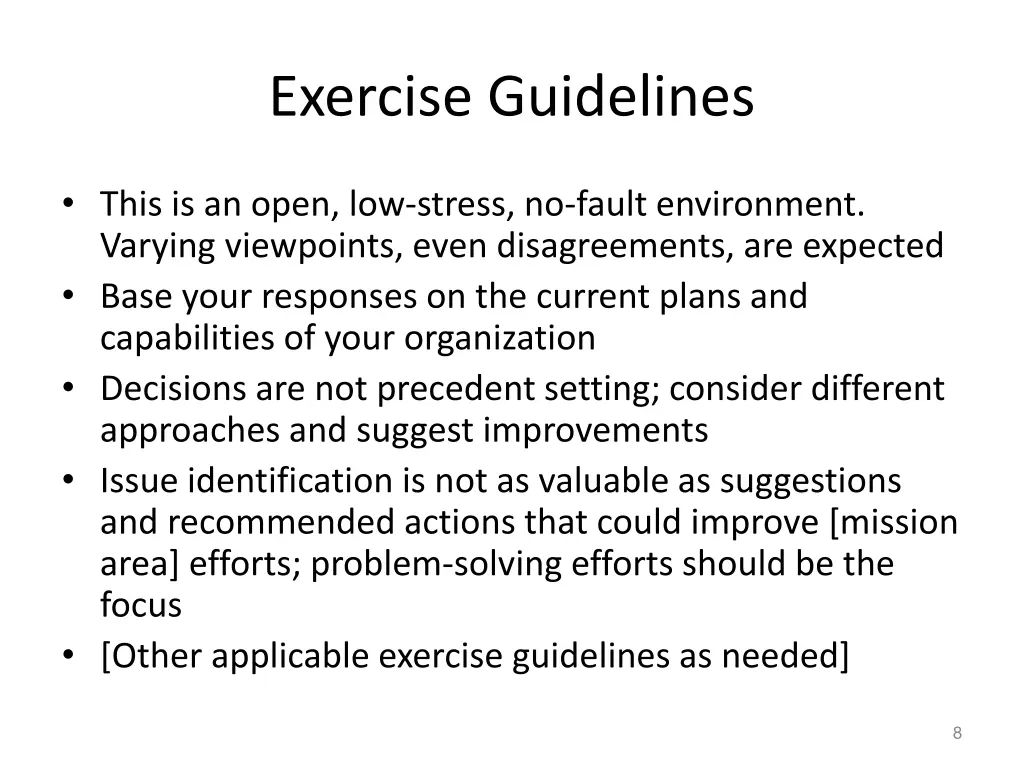 exercise guidelines