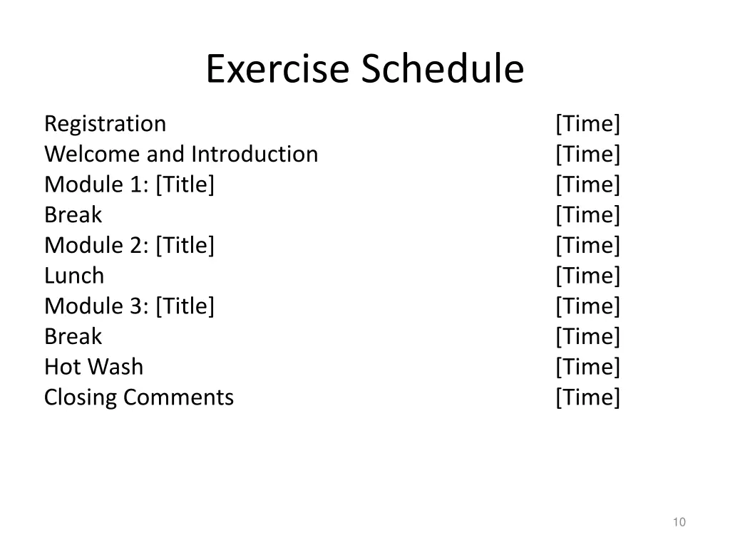 exercise schedule