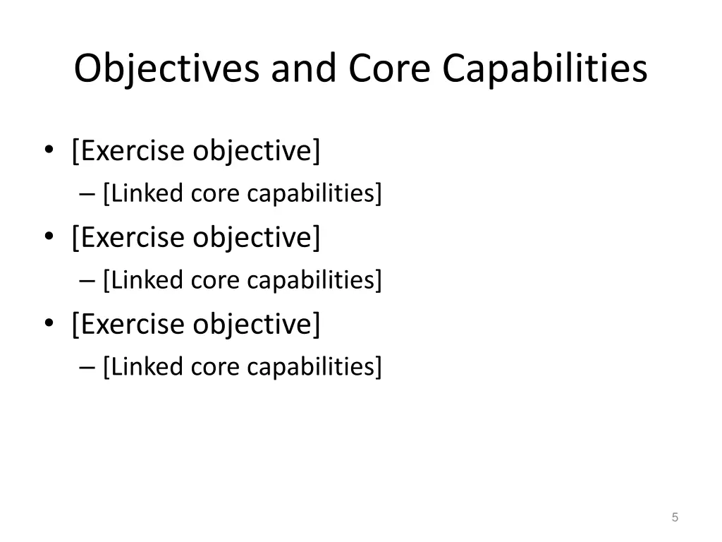 objectives and core capabilities