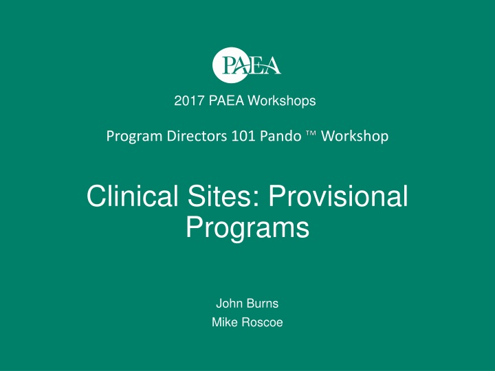 2017 paea workshops