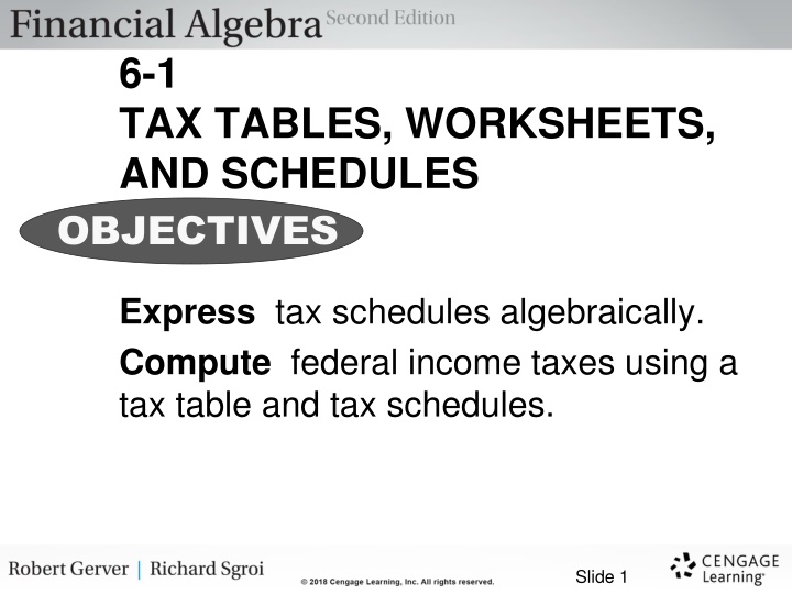 6 1 tax tables worksheets and schedules objectives