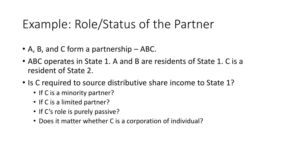 example role status of the partner