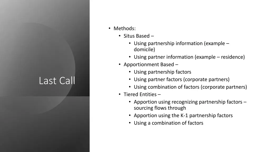 methods situs based using partnership information