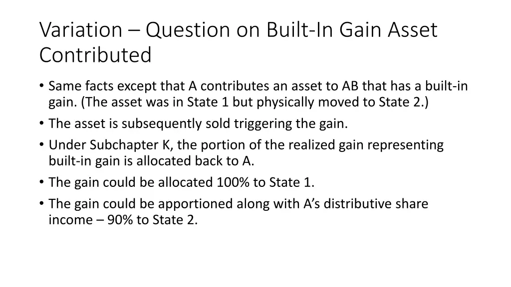 variation question on built in gain asset