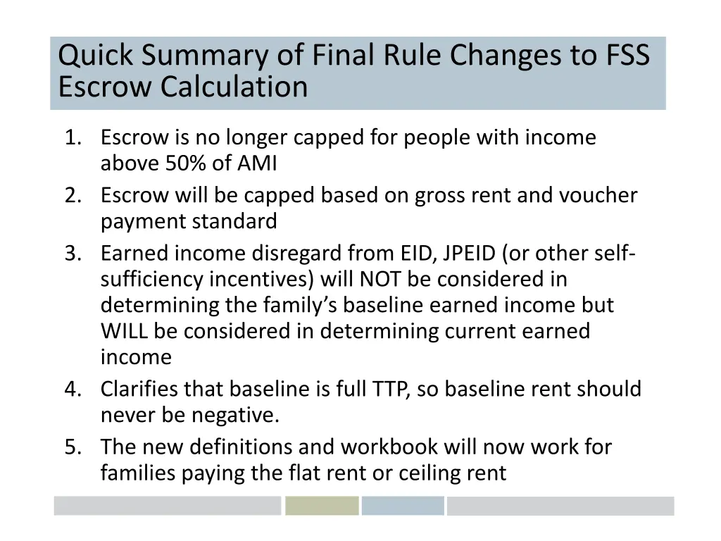 quick summary of final rule changes to fss