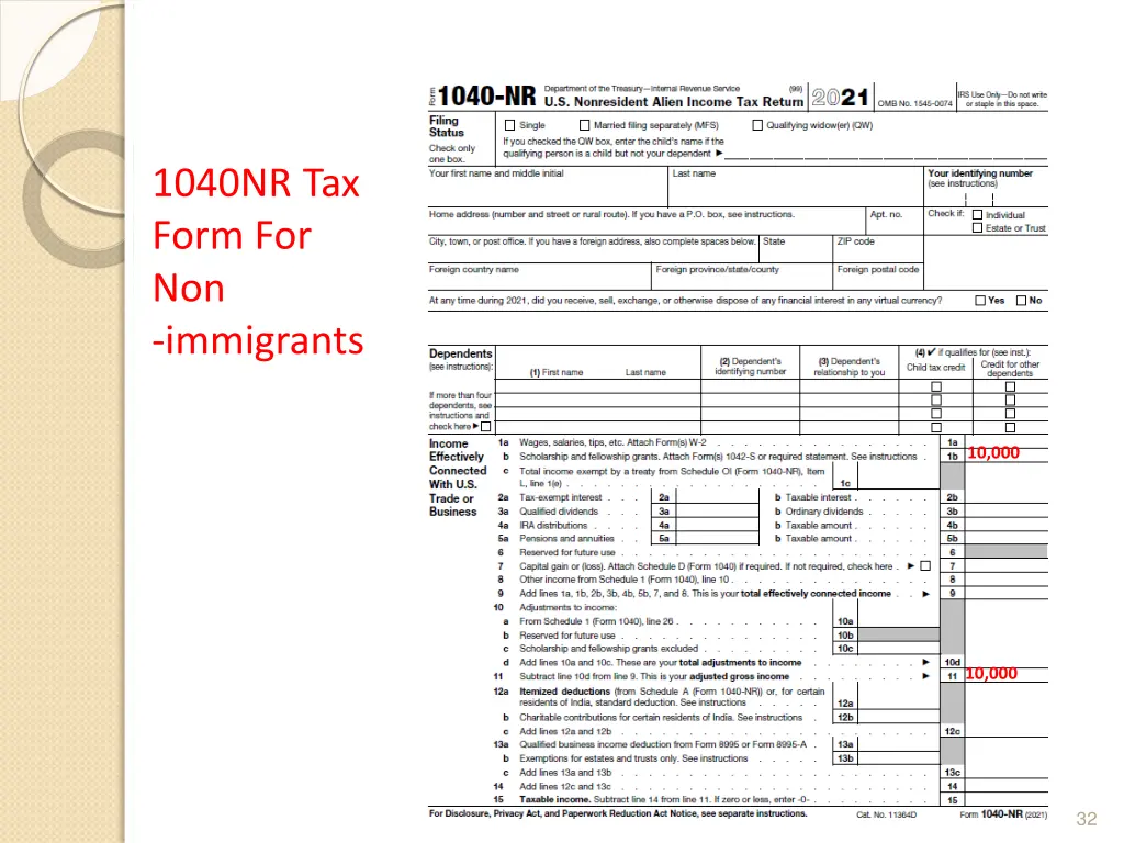 1040nr tax form for non immigrants