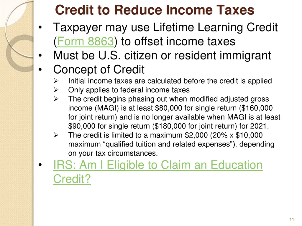 credit to reduce income taxes taxpayer