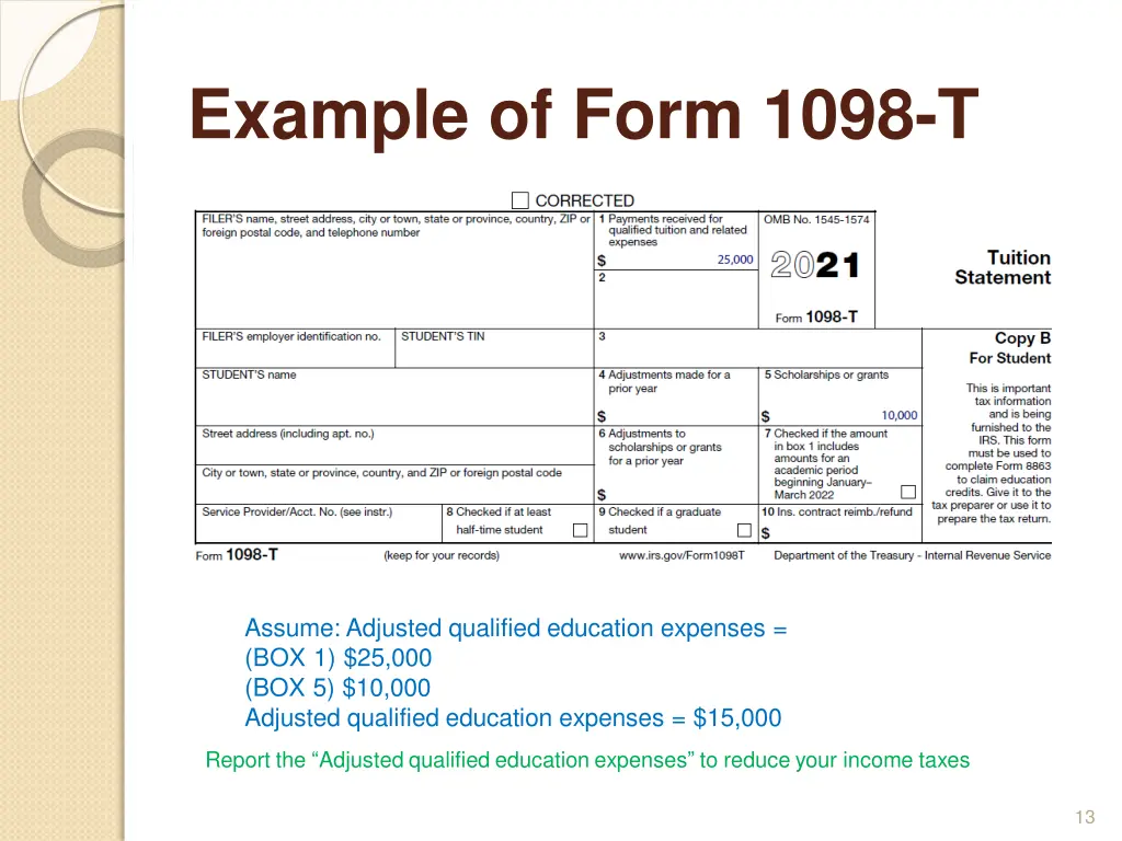 example of form 1098 t