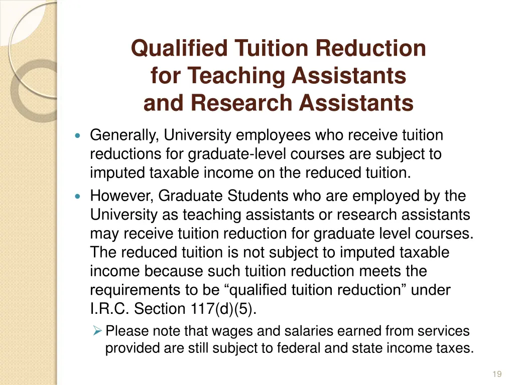 qualified tuition reduction for teaching