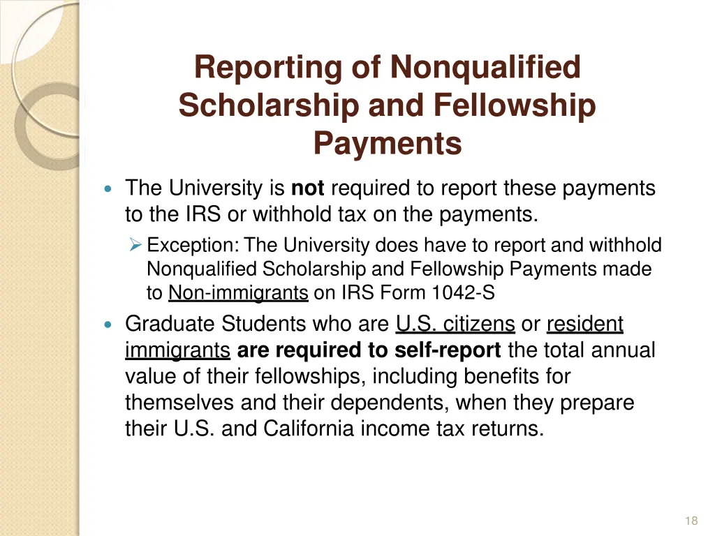 reporting of nonqualified scholarship