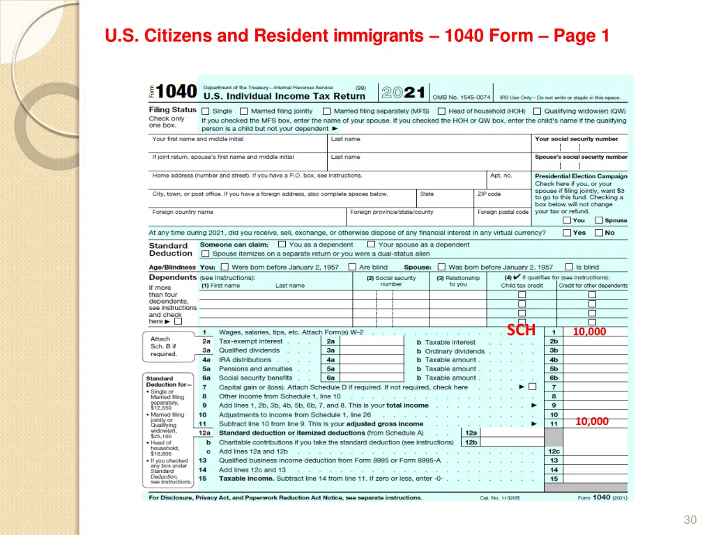 u s citizens and resident immigrants 1040 form