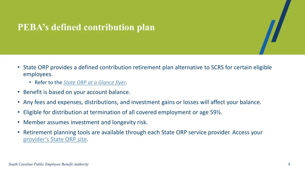 peba s defined contribution plan