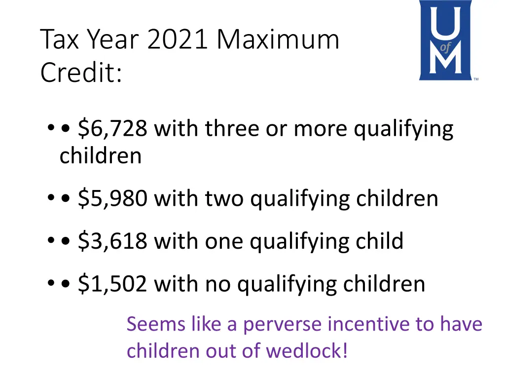 tax year 2021 maximum credit