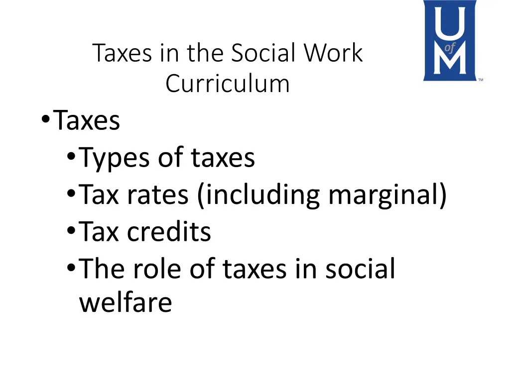 taxes in the social work curriculum taxes types