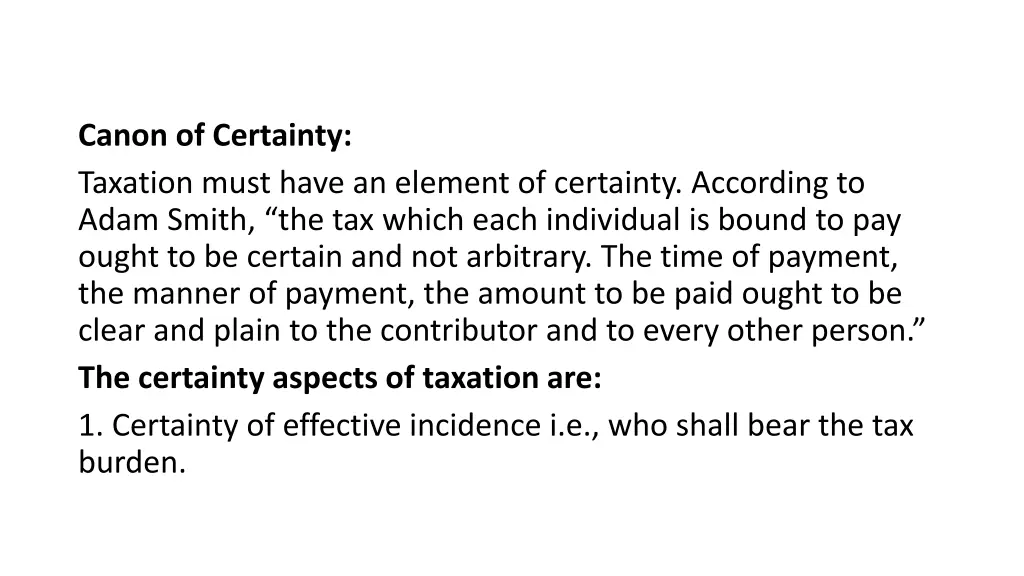 canon of certainty taxation must have an element