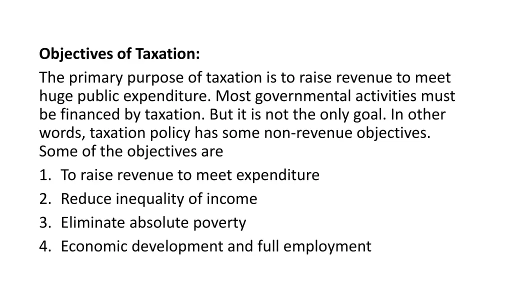 objectives of taxation the primary purpose