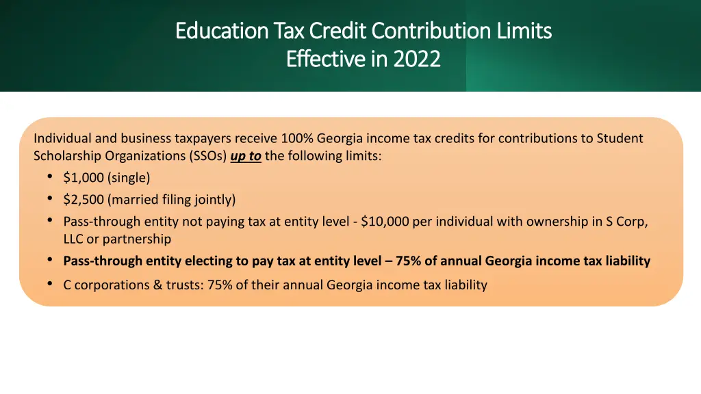 education tax credit contribution education