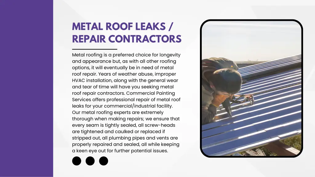 metal roof leaks repair contractors