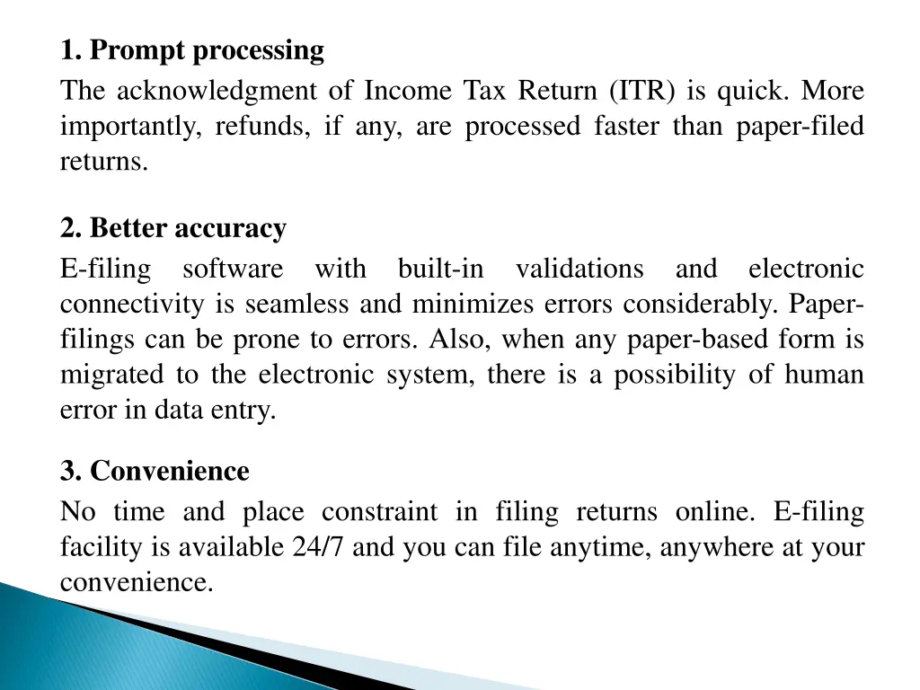 1 prompt processing the acknowledgment of income