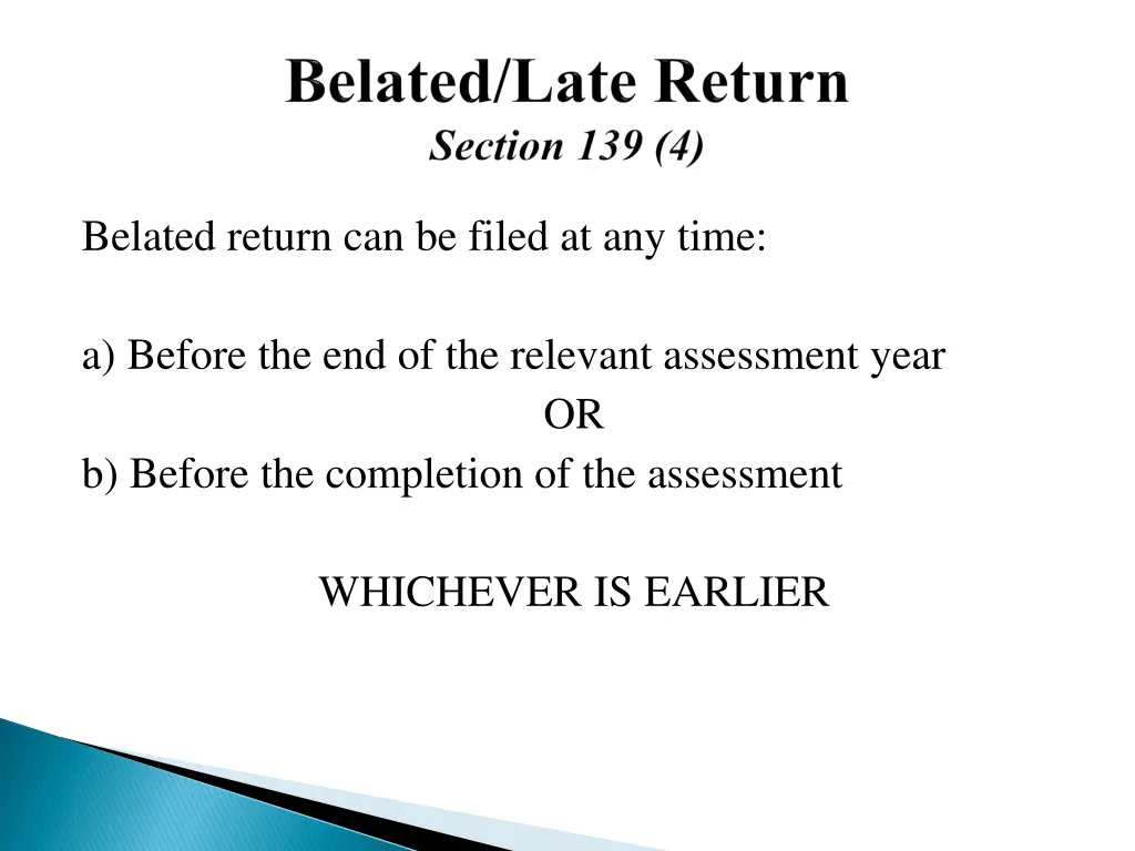 belated return can be filed at any time