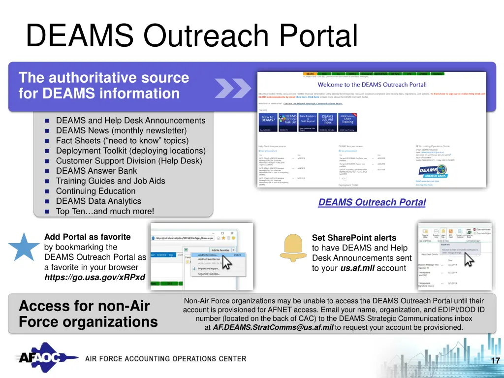 deams outreach portal