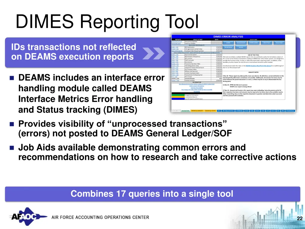 dimes reporting tool