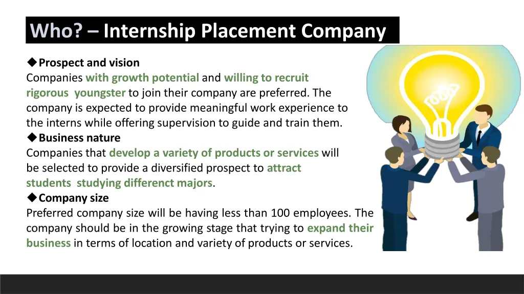 who internship placement company