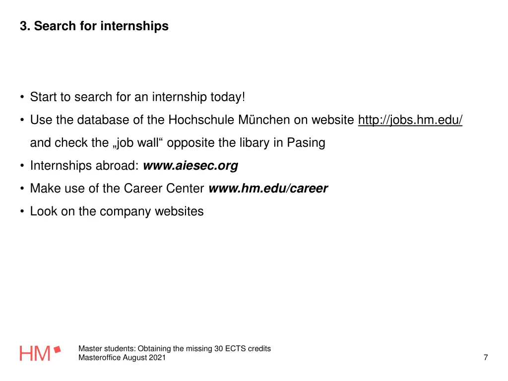 3 search for internships