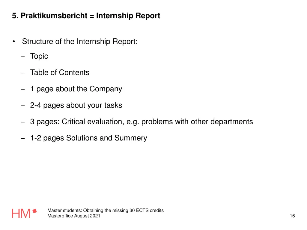 5 praktikumsbericht internship report