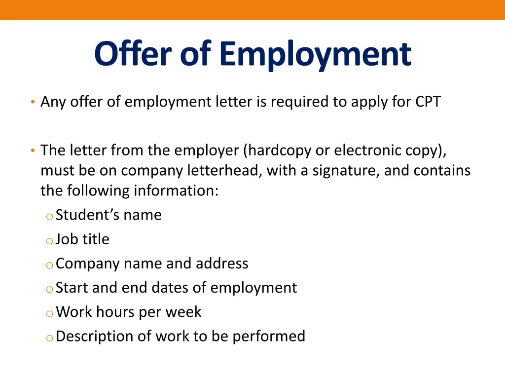 offer of employment